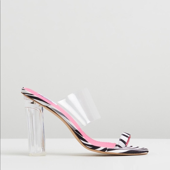 Dazie Shoes - DAZIE | Copenhagen Heels in Zebra / Clear